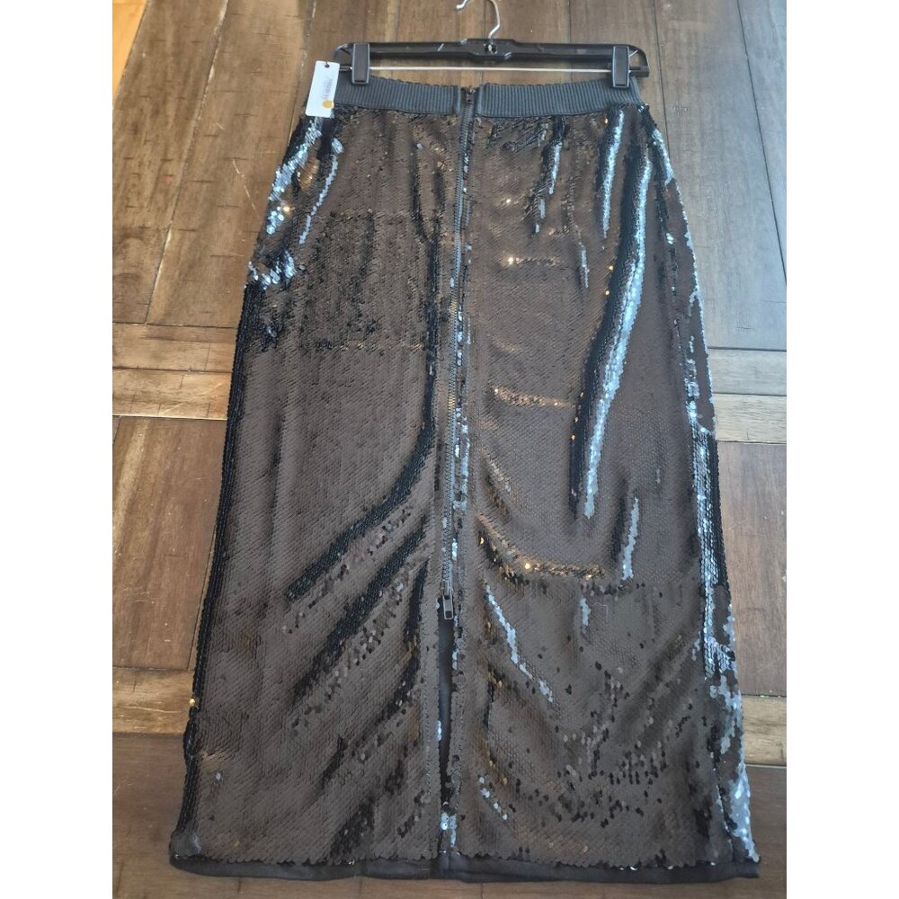 Oliveacious Black Sequin Midi Skirt L - Picture 2 of 7